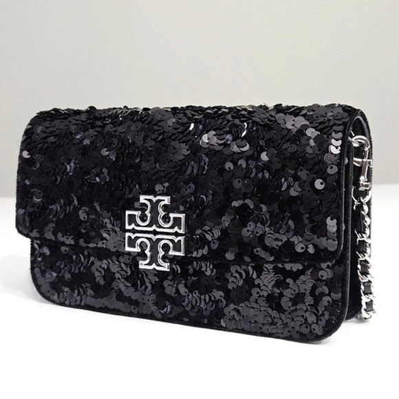 TORY BURCH BRITTEN SEQUIN CONVERTIBLE CROSSBODY BAG FORMAL EVENING CLUTCH - Picture 3 of 12